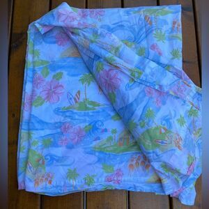 Pottery Barn Kids Aloha Surfing Pastel Colors Twin Flat Sheet and Fitted Sheet